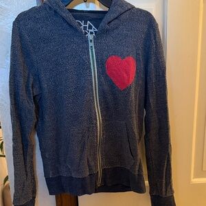 Chaser Charcoal Hoodie with Red Heart